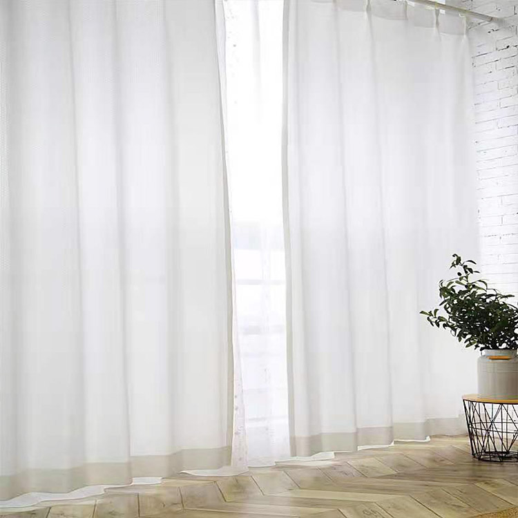 Tissu transparent résistant en gros élégant de bonne qualité blanc tulle moderne voile pli rideaux transparents pour le salon