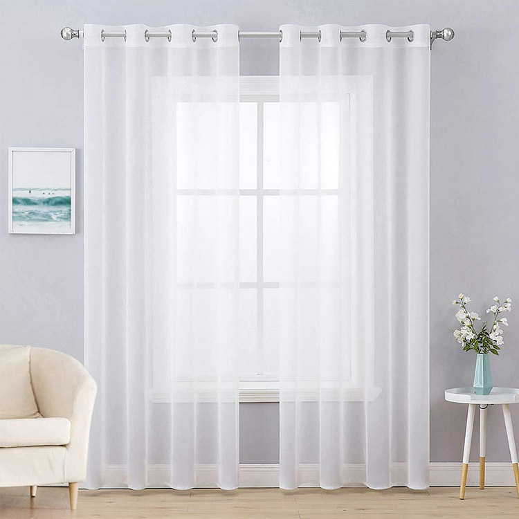 Vente en gros textile de maison blanc fenêtre rouleau maille filet uni tulle voile salon polyester tissu transparent textile