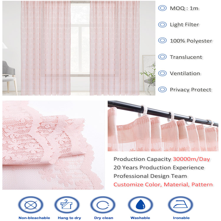 Nouvelle arrivée dernière conception pas cher Polyester chambre broderie dentelle tissu rideaux transparents