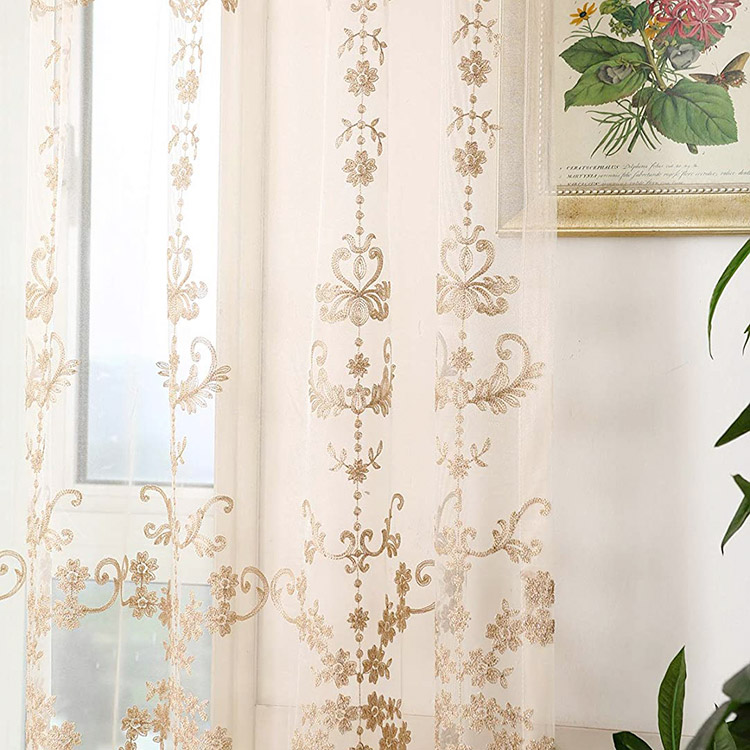 Fournisseur chinois de haute qualité 100% polyester Ready Made Flower Bed Jacquard Sheer Curtain Sheers Fabrics