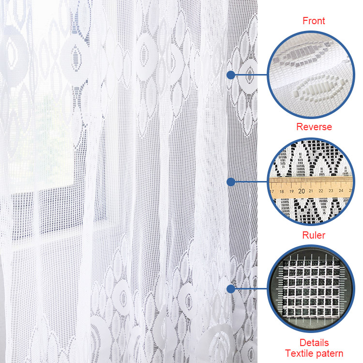 100% polyester blanc Super doux Jacquard turc porte fenêtre organza tissu transparent pas cher pour rideaux