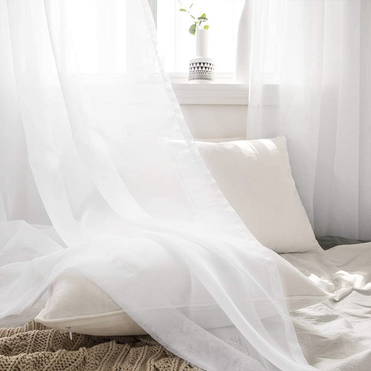 Vente en gros textile de maison blanc fenêtre rouleau maille filet uni tulle voile salon polyester tissu transparent textile