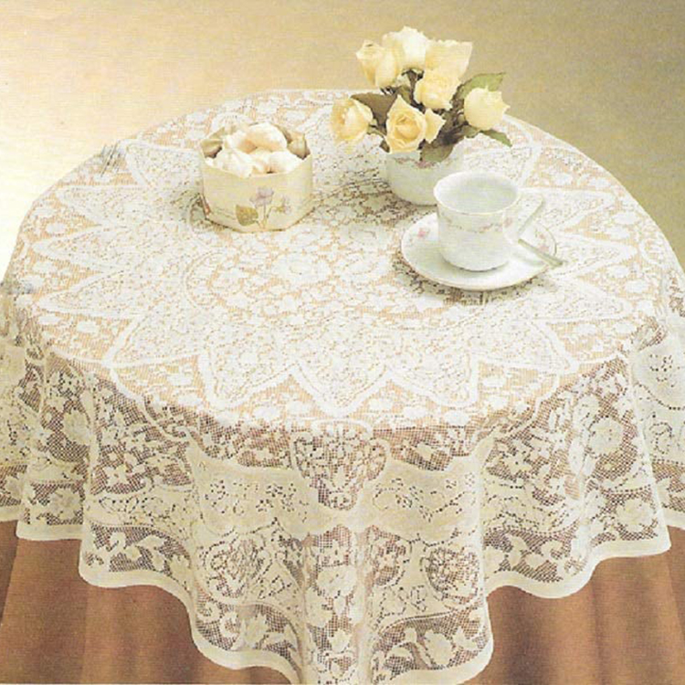 Tissu de serviette en tissu de table élégant en dentelle florale de polyester lavable blanc à manger