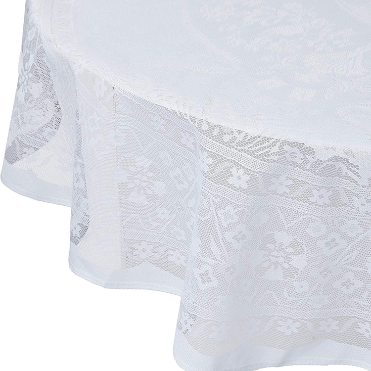 Couverture de dentelle élégante blanche tissu de nappes rondes jacquard floral pour la fête de mariage