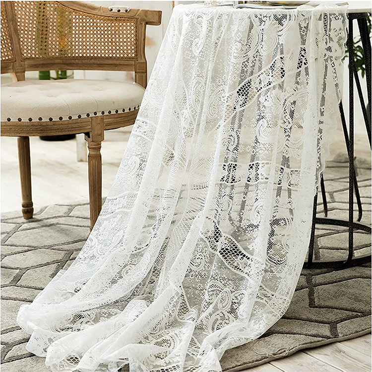 Couverture dîner blanc mariage floral jacquard polyester dentelle nappe unie table ronde tissu