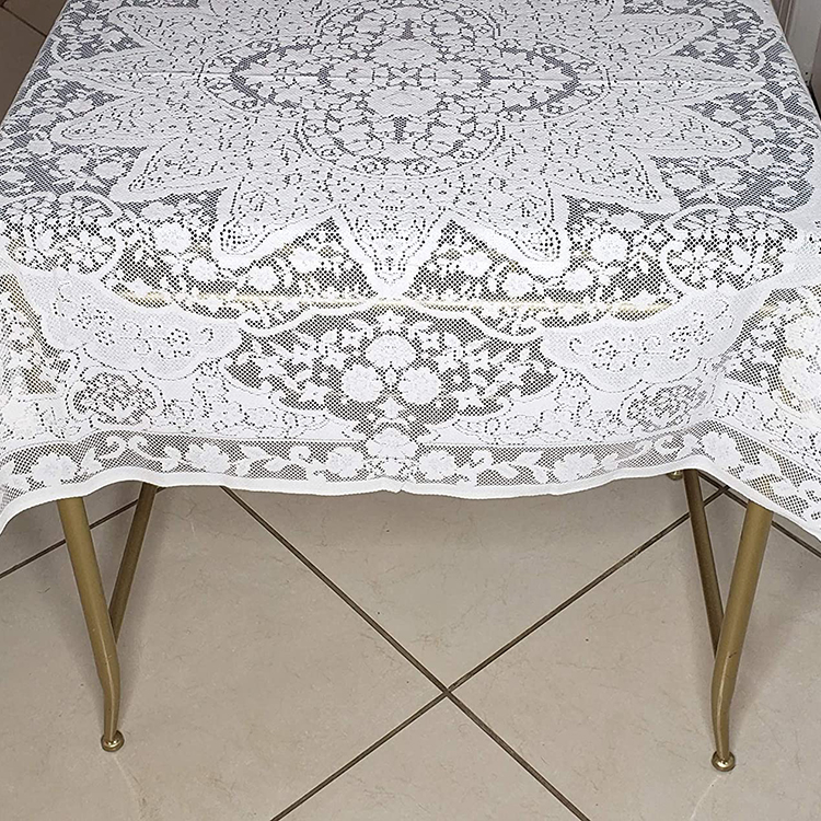 Tissu de serviette en tissu de table élégant en dentelle florale de polyester lavable blanc à manger