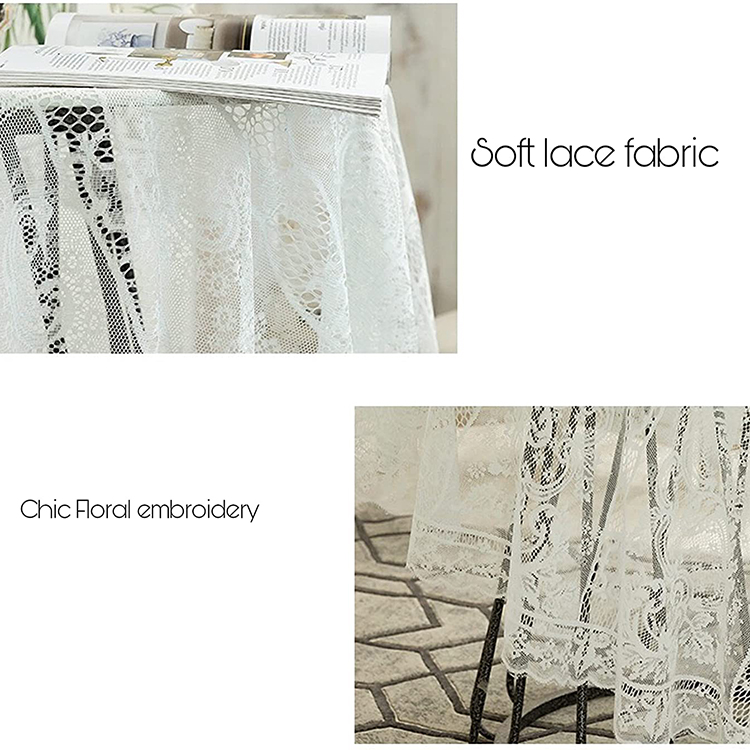 Couverture dîner blanc mariage floral jacquard polyester dentelle nappe unie table ronde tissu