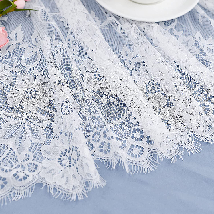 Décorations blanc floral uni jacquard dîner dentelle polyester nappes de mariage tissu