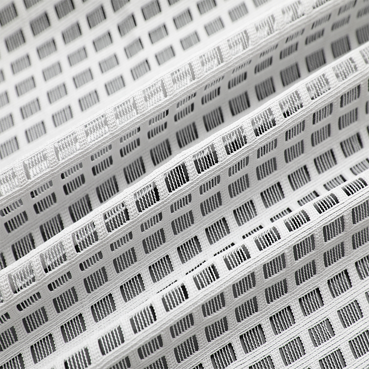 Tissu de rideau en voile transparent jacquard à mailles simples en polyester blanc personnalisé bon marché respectueux de l'environnement